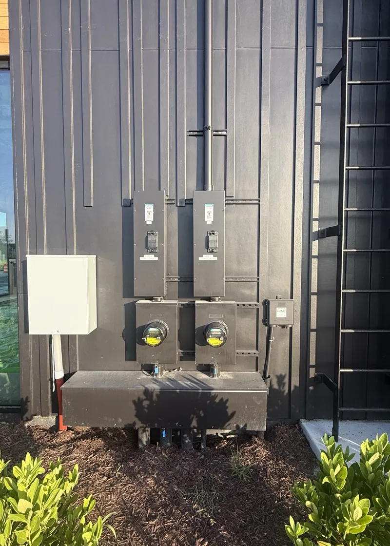 exterior commercial service equipment and metering installed by SouthTech Electric