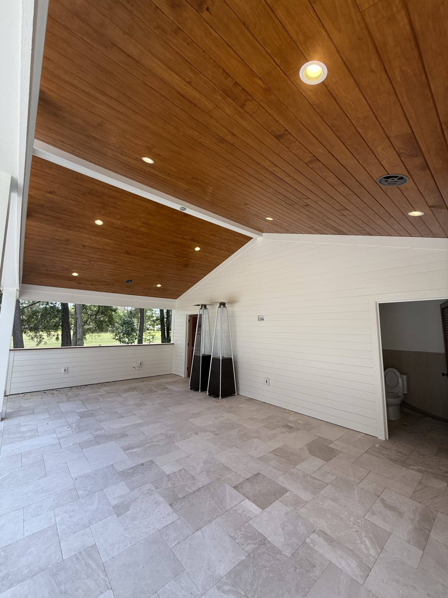 porch with new can lighting
